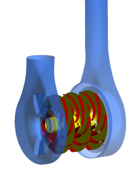 Fig5:  Assembly and 3D model of a high performance multi-stage centrifugal pump developed by Caprari