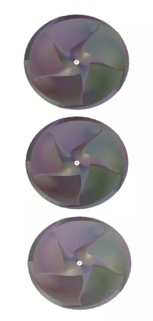 Fig.2. Designed impellers, presented in order of increasing rVt