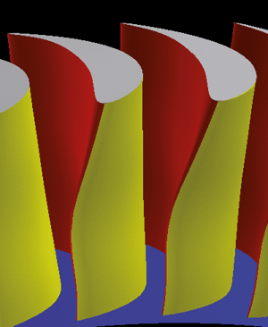 Fig. 7. Geometry of the rotor blade computed by TURBOdesign1