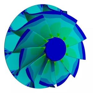 Von-Mises stress contour of the turbine wheel